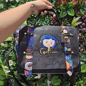 Coraline Black Satchel Bag with Colorful Accents